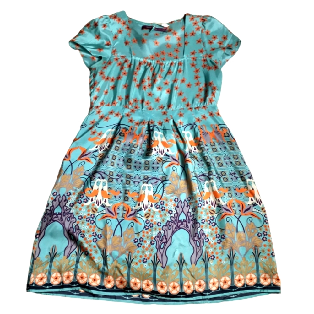 Rapsodia Silk Dress Underwater Ocean Stylized Coral Print Size Medium
